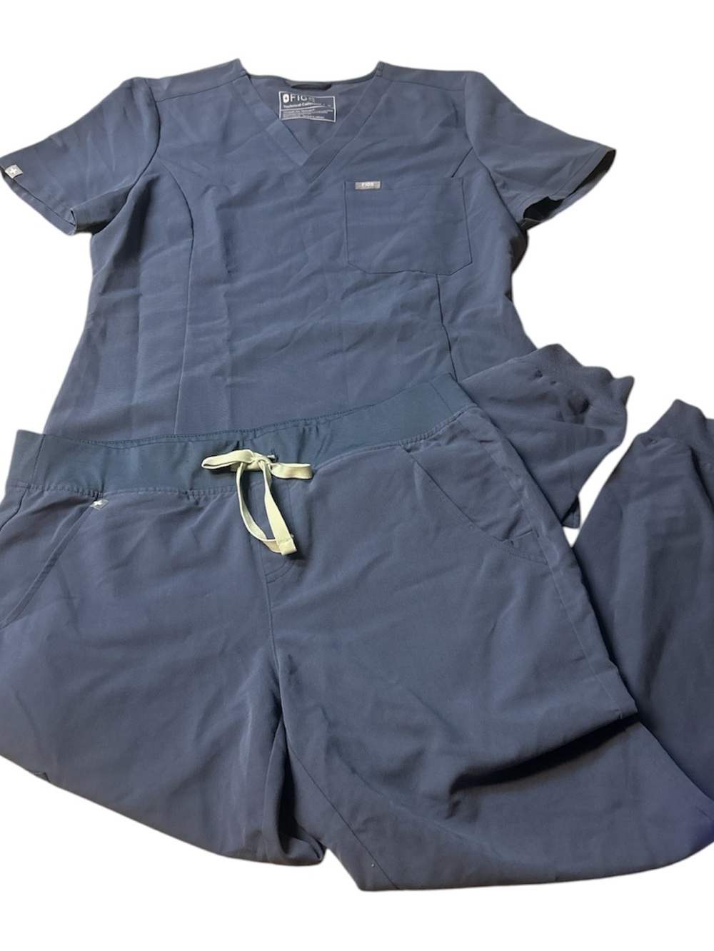 Figs Scrub Set Blue Joggers with Short Sleeve Size Medium EUC